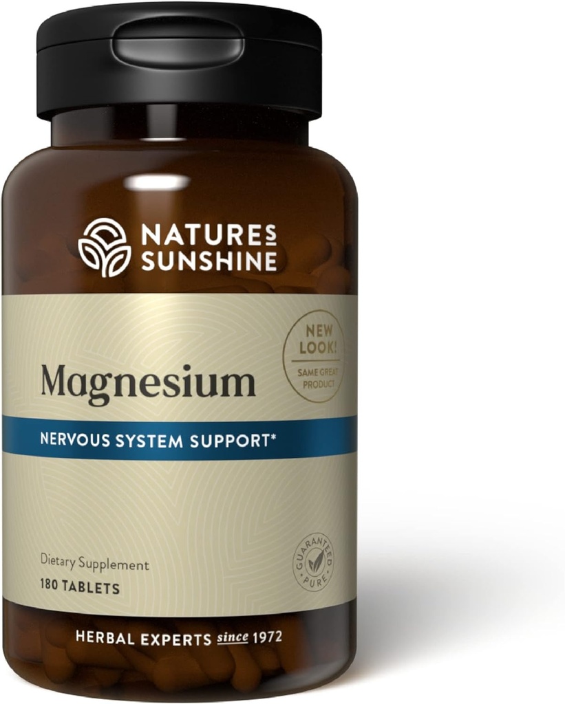 Nature's Sunshine Magnesium, 250 mg, 180 Tablets | Supports Both The Nervous and Structural Systems by Helping Muscles Relax and Maximize Energy Production