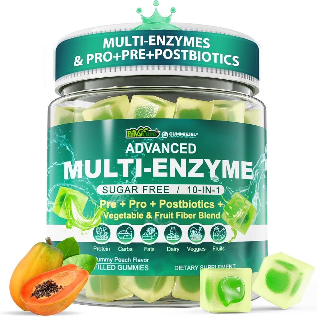 Digital Enzymes Gummies for Women & Men, Multi- Enzymes with 90Billion KSV Probiotics and Prebiotics & Postbiotic, Daržovių ir vaisių pluošto mišinys, Super Enzymes for Digistive & Gut Health, Immune, 60Cts
