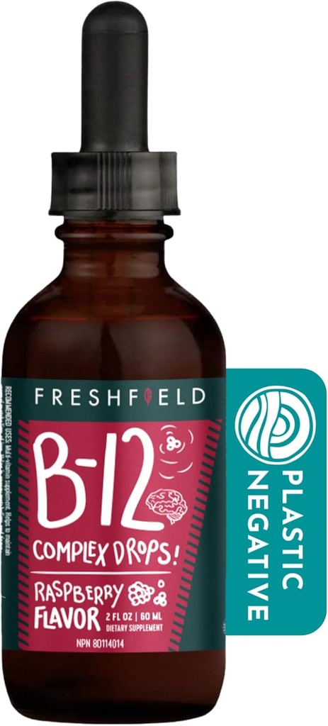 Freshfield Naturals B Complex Drops: B12, B2, B3, B5, and B6, Vegan-Friendly Liquid Formula, Enhanced Absorption | 1200 mcg Methylcobalamin | Energize, Elevate Mood, and Support Heart Health