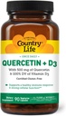 Country Life Quercetin 500 mg kapsulės su vitaminu D3 800 TV - Imuninės paramos priedas suaugusiems - Dienos imuniniai stiprintuvai - Quercetinas Imuninė sistema Boost, 90 kapsulių