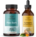 HERBAMAMA Turmeric Extract and Pine Bark Kit - Bundle of 400 mg French Maritime Capsules & Turmeric Extract Tincture 2 fl oz - Vegan, Non-GMO, Sugar & Alcohol-Free - 2 Pack