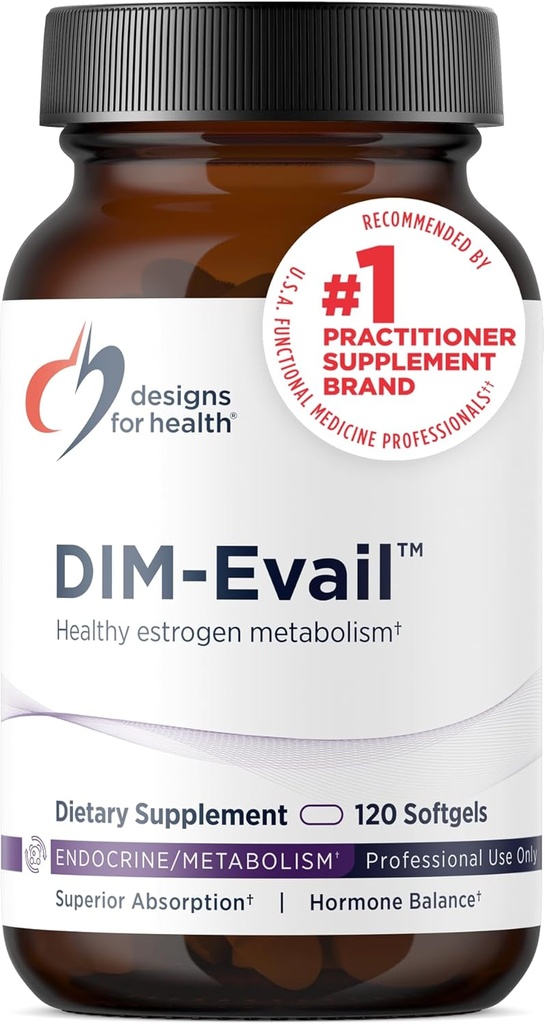 Dizainas sveikatai DIM-Evail - 100 mg DIMAddive Absorbcija Diindolilmetanas - Sveikų Estrogenų metabolizmo ir moterų sveikatos palaikymas - Non-GMO & Soy-Free (120 Softgels)
