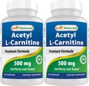 Geriausi Naturals Acetil L- karnitinas (ALCAR) 500mg, 120 kapsulės, 120 Servings - Non- GMO ir Gluten Free, 1 kapsulė per Serving (2 pakuotė)