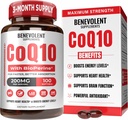 Enevolent Pure CoQ10 200 mg Softgels with BioPerine ® for Max Absorption, Ubiquinone Coferment Q10 Additive for Heart Health, Energy Production, sveiki senėjimas ir antioksidantų palaikymas, 100 Softgels