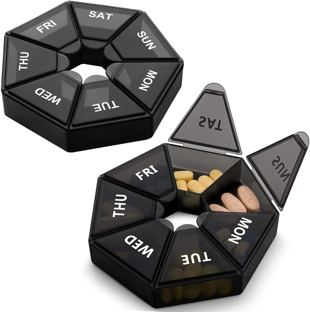 2PCS Savaitės pisuarai Organizatorius didelis 7 Dienos piliuliai Dėžutė Organizatorius Dienos medicinos atvejis vitamino žuvų aliejaus tabletes papildai Artritas Draugiškas