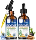 Organic Sea Moss Drops, 11 in 1 Black Seed Oil & Irish Liquid Sea Moss Gel Ashwagandha Burdock Root, Spirulina, Bladderwrack, Elderberry for Digestion, Imunitetas, Odos plaukų sveikata, Non- GMO - 4 Fl Oz