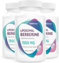 Berberino HCL priedas 1500mg - Didelis biologinis prieinamumas Liposominės Berberino kapsulės moterims ir vyrams, AMPK aktyvatorius širdies ir kraujagyslių sveikatai, be skrandžio, ne GMO, 180 Softgels