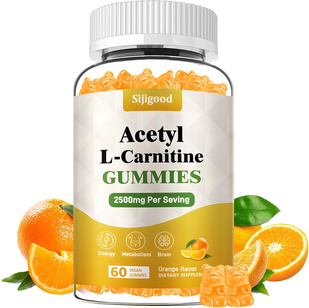 Acetil-L-karnitino papildai, natūrali mityba priedas Boost Energy, Immunity, Vegan, Oranžinis skonis, 60 Skaičius