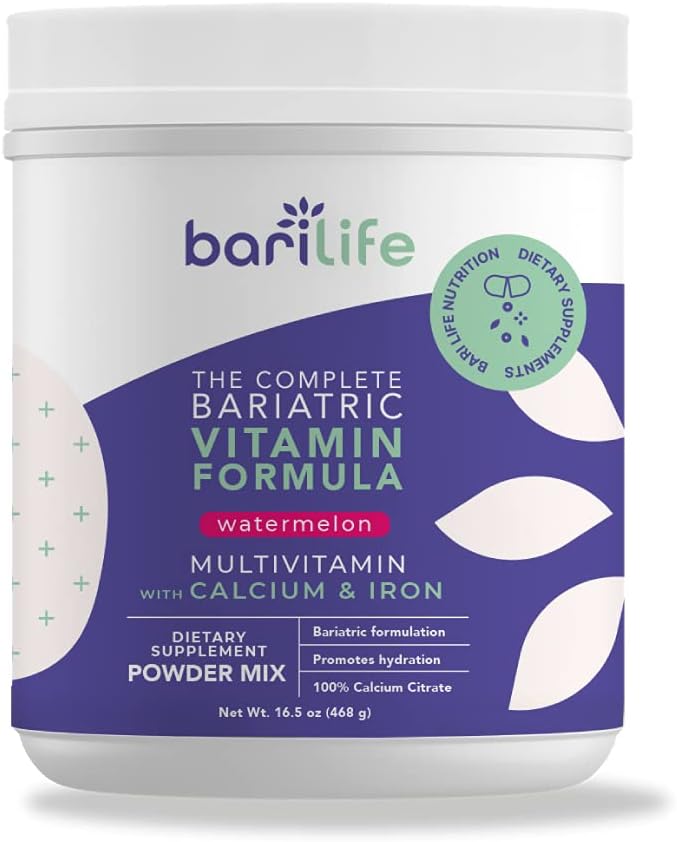 Bari Life Complete Bariatric - Dietos papildas miltelių mišinys, kalcio citratas, multivitaminas, geležis - bariatriniai vitaminai skrandžio ertmės pacientams - (Watermelon, 60 Servings)