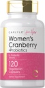 Carlyle Women's Cranberry Plus Probiotics | 120 Capsules | with 14 Probiotic Strains | Vegetarian, Non-GMO, Gluten Free Supplement | for Her