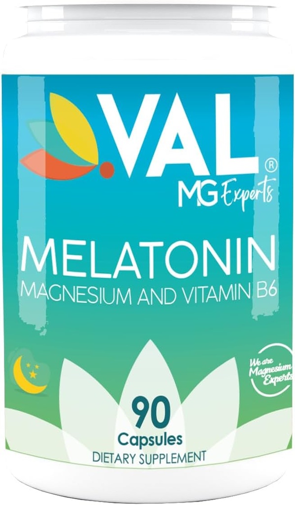 VAL Mg Experts Melatonin 3mg with Vitamin B6 & Magnesium | 90-Day Supply | Sleep Support & Healthy Circadian Rhythm | Non-GMO, Gluten-Free, Antioxidant Formula