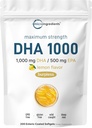Omega 3 Žuvų taukų DHA papildai 1000mg su EPA 500mg, 200 Softgels - Lemon Flavored, Burpless (Enteric Coated),