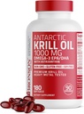 Bronsono Antarkties krilių aliejus 1000 mg su Omega- 3s EPA, DHA, Astaxanthin ir fosfolipidai 180 Softgels