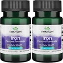 Swanson Iron (Ferrous Fumarate) - Mineral Supplement Promoting Energy Support - High-Concentration Formula Assists in Oxygen Delivery & Fatty Acid Metabolism 60 Sgels (2 Pack)