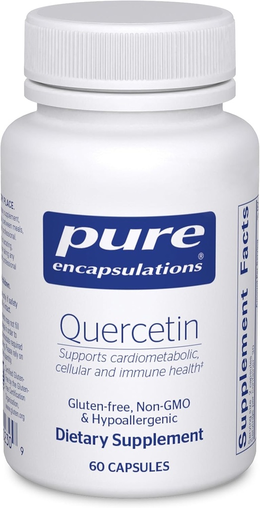Pure Encapsulations Quercetin - 500 mg - Imuninė parama, ląstelių sveikata ir širdies sveikata - Antioksidanto papildas - Gluten Free & Non-GMO - 60 kapsulių
