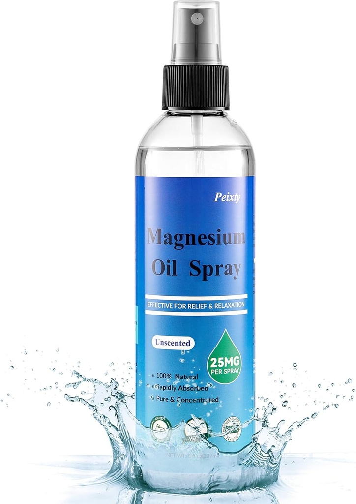 100% Pure magnio alyvos purkštuvas, 8 fl oz, Mažiau Itchy, Aktualus magnio aliejus už akis, Magnio chloridas iš Senovės Zechstein Seabed, Be kvapo