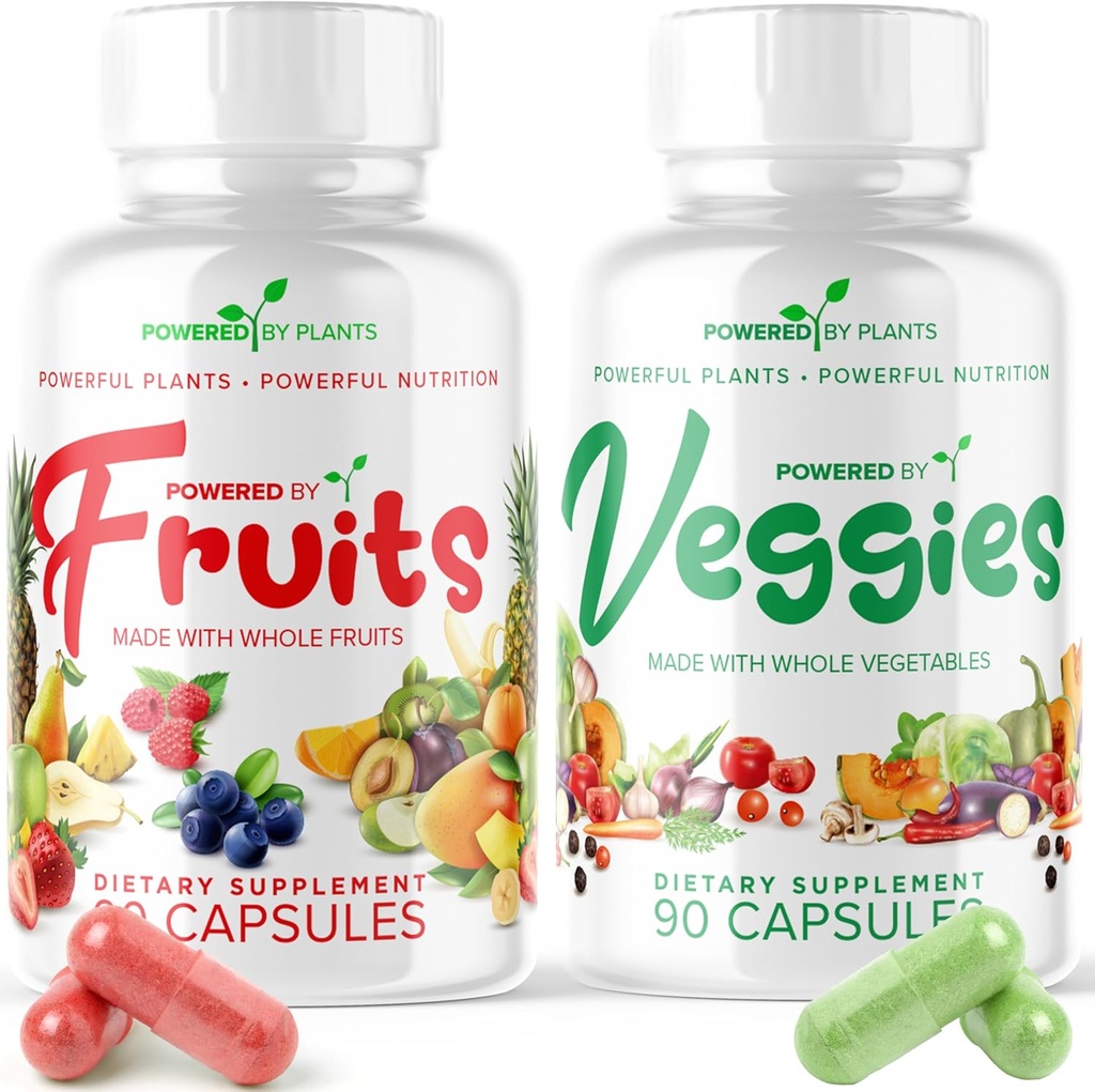 Kasdien Fruits and Veggies Addition - 180 kapsulės 30 dienų, Non GMO & Gluten Free Superfood su Natural Vitaminai - Powered by Plants, 2-Pack