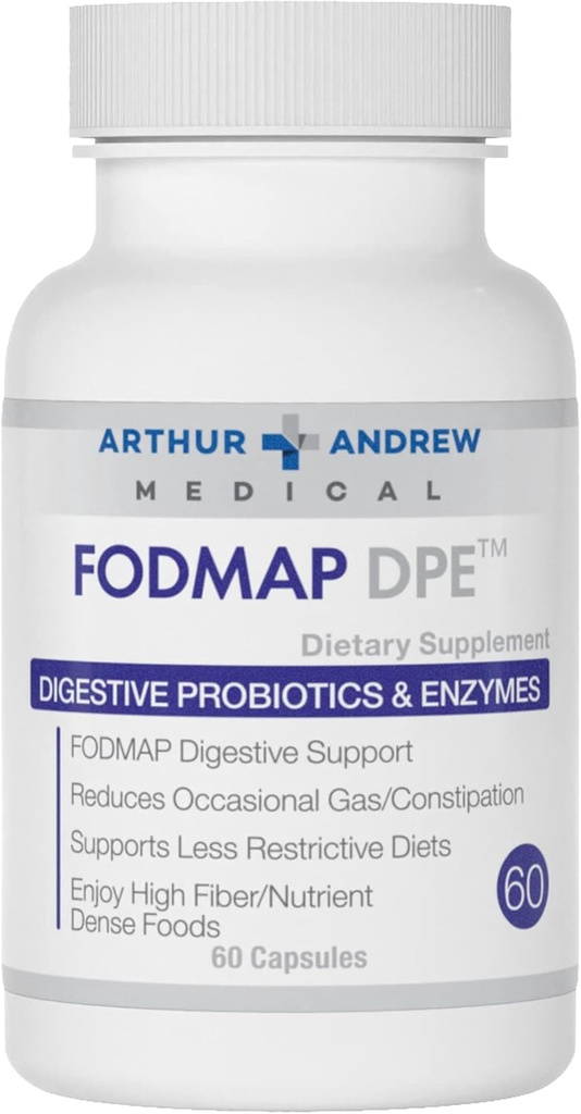 Arthur Andrew Medical - FODMAP DPE, Digestic Probiotics and Enzymes, Religija už FODMAP netoleravimą ir labai fermentuojamus maisto produktus, Vegan, Non- GMO, 60 kapsulių