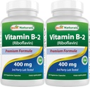 Geriausi natūralūs vitaminai B2 (riboflavinas) 400mg - Migrena Relief - Veggie Capsules - Cosezyme Prekursor - 120 Skaičiavimas (120 skaičius (2 rinkinys))