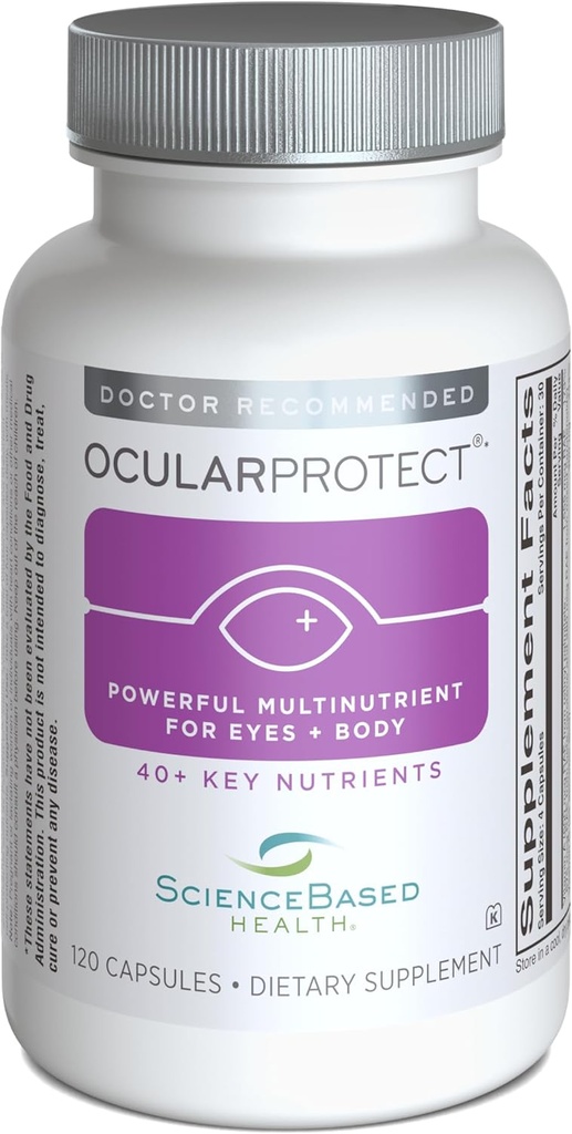 OcularProtect - Dienos multivitaminas su pažangesne akių sveikatos parama - 40 + Key Nutrients, Antioksidantai & Plant-based Compounds - Apima FloraGLO Lutein, Zeaksantinas, Alpha Lipoic Acid - 120 Kapsules