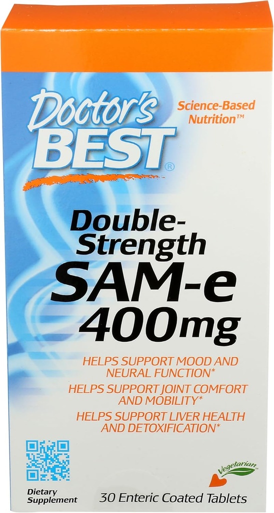 Geriausia gydytojo SAM- e 400 mg, Vegetarian, Gluten Free, Soy Free, Mood and Joint Support, 30 Enteric Dengtų tablečių