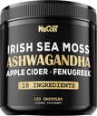Organic Ashwangdha Capsules 15000mg Irish Sea Moss Apple Cider Vinact & More - Smegenų sveikatos, stiprumo ir imuninės sistemos palaikymas - 120 Vegan Capsules