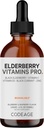 Codeage Elderberry Vitaminai Pro - Organic Black Elderberry Skysti lašai - Vitaminas C, D3, Cinkas, Juodas currantas - 2-mėnesių tiekimas - Black Sambucus Skysti - Priedas suaugusiems & vaikams - 4 fl oz