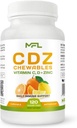 C D Z CHEWABLES ® 124; Vitaminas C, 1000mg ® 124; Vitaminas D3, ® 124; Cinkas, ® 124; Non-GMO & Gluten Nemokamai 124; 120 Vegetariškų kramtomų tablečių ® 124; 120 Paslaugos