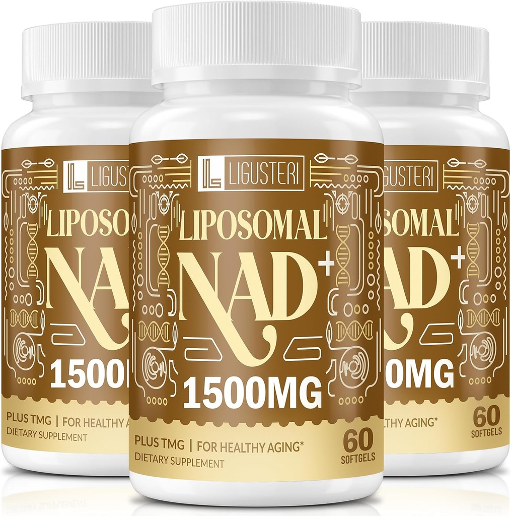 1500 MG Liposomal NAD+, 98%+ Absorption, NAD+ Supplement for Women & Men with TMG, for Aging Defense, Cellular Energy, Heart & Brain Function, Longevity, 180 Softgels