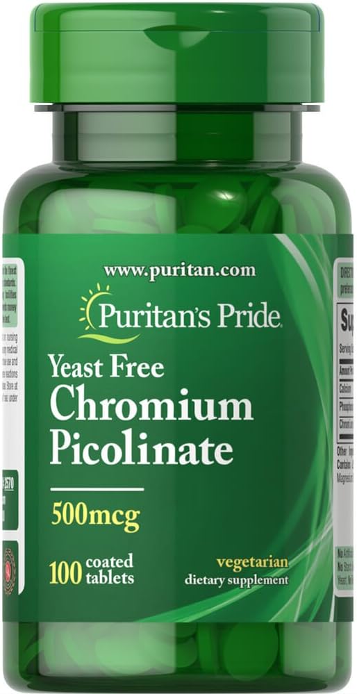 Puritans Pride Chromo Picolinate 500 Mcg Yeast Free, 100 Count