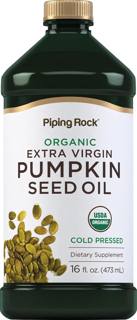 Piping Rock Pumpkin Seed Oil Organic Cold Pressed | 16 Fl Oz | Extra Virgin, Non-GMO, Gluten Free Supplement
