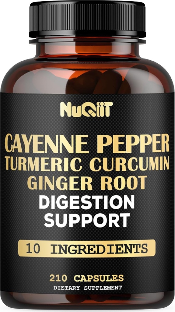 Cayenne Peper priedas su Termeric Curcumin šaknis, imbiero šaknis, Ceilonas Cinnamon Bark & Daugiau - Imuninė sistema, Bendra sveikata & Digistive Health Support - 210 Capsules