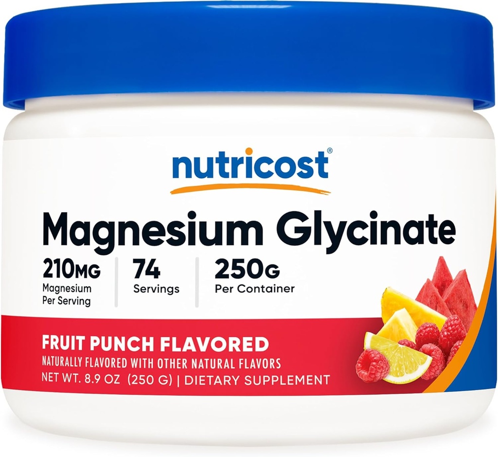 Nutricost Magnesium Glycinate Powder (Fruit Punch, 250 Grams)