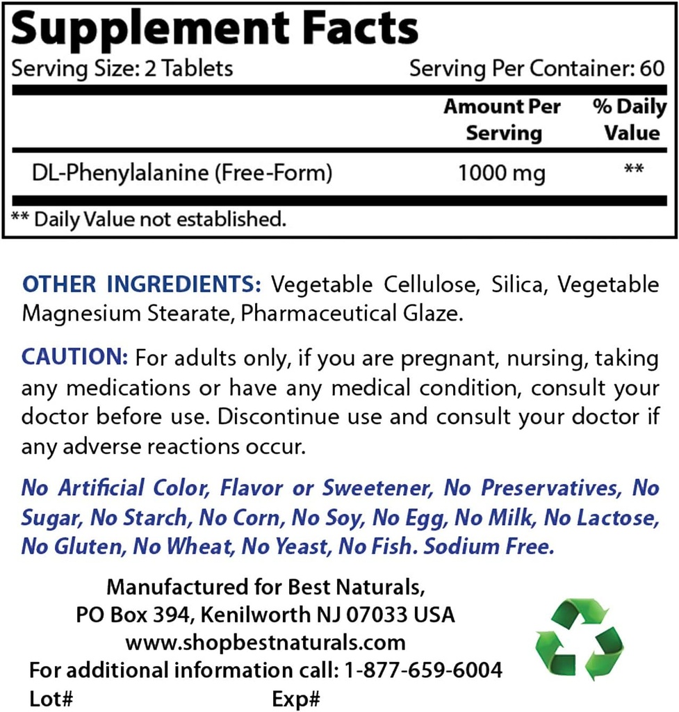 Best Naturals DLPA 500 mg & L- glutaminas 500 mg