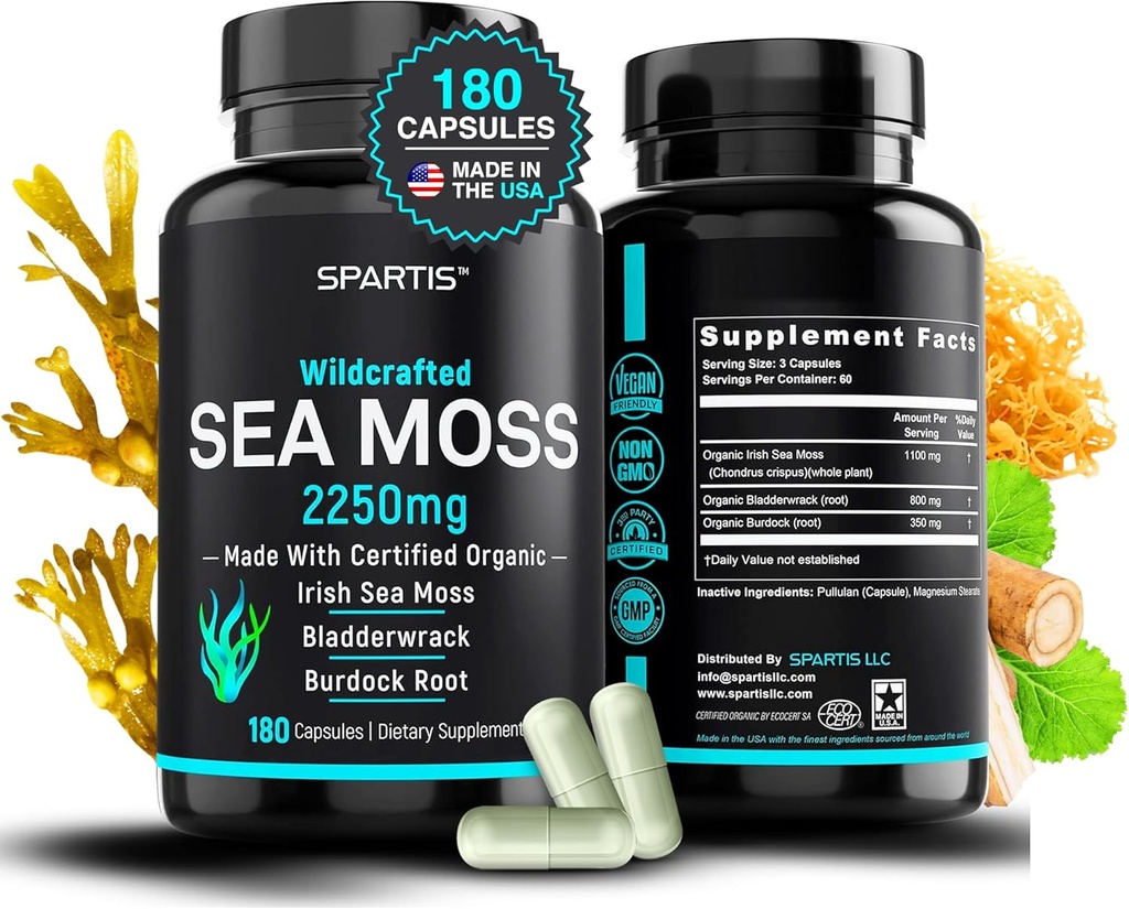 Sertifikuota ekologiškos jūros Moss Capsules 2250mg