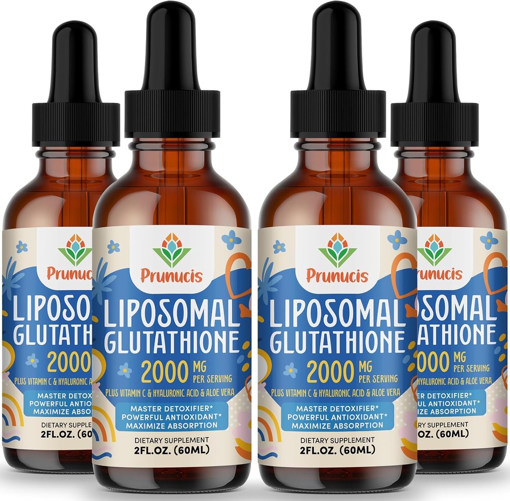 2000MG Liposominis skystas Glutationas, 98% Absorbcija, aktyvioji forma L- glutationo papildas, Vegan Friendly, Galingas antioksidanto kompleksas imuninei sistemai, senėjimo gynybai, detox, 8 FL.OZ