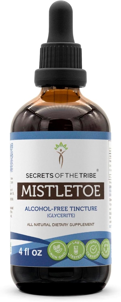 Secrets of the Tribe Mistletoe Tincture Alcohol-Free Liquid Extract, Mistletoe (Viscum Album) Dried Herb (4 FL OZ)