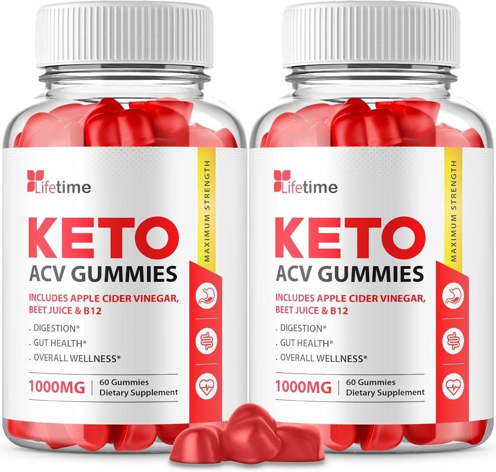(2 pack) Life Keto Plus ACV Gummies - Oficiali Formulė, Vegan, Non GMO - Life Keto acc Gummies, Life Time Keto Gummies with Apple Cider Vinact, Vitaminas B12, granatų sultys (120 Gummies)
