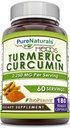 Pure Naturals Termeric Curcumin su Bioperine 2250 mg per servicing Addition (Bioperine) 124; Veggie Capsules (Veggie Capsules) Bendrijoje 124; Non- GMO (Non-GMO) Ş124; Gluten Free (Gluten)