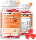 B kompleksas 50 Gummies, Metilintas B kompleksas su vitaminu C, Cholinas & Cinkas - Aktyvus Metilintas B- kompleksas energijai, Metilintas Parama - Visi B Vitaminai - B1, B2, B3, B5, B6, B7, B9, B12 - Cukrus Nemokamas, 120 Count