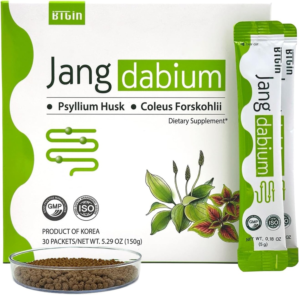 Psyllium Husk Fiber, Coleus Forskohlii, Fish Collagen Addition for Digestive Health, Weight Management Colon Cleanse, Jangdabium 30 Packets