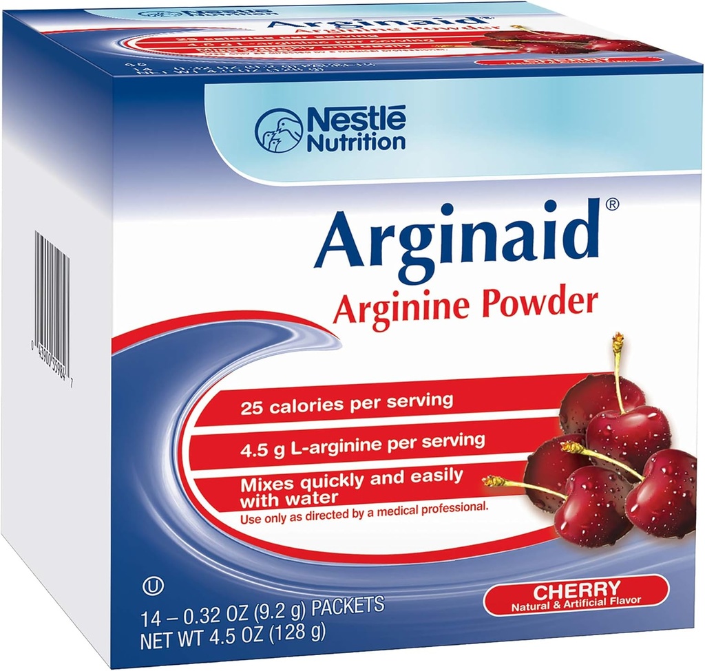Arginaid Argininas Milteliai Geriamasis mišinys, vyšnių - Mitybos poreikiai Žaizdų priežiūros - 0.32 OZ Packets (14 CT / Pack) (pakuotėje 2)