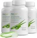 AloeCure Organic Aloe Vera Capsules, 160,00000 mg Vidinis Aloe Leaf Lygiagretus per Tarnavimas, Parama gutas, Digusive, & Imuninė sveikata, Padeda išlaikyti Pusiau Stomach Rūgštingumas, Aloin Free, 60Caps x 3Btl