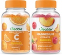 Lifeable Vitamin C 750mg + Magnesium 85mg, Gummies Bundle - Great Tasting, Vitamin Supplement, Gluten Free, GMO Free, Chewable Gummy