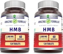 Nuostabios formulės HMB 2000mg vienam serving 120 tablečių Priedas (124; Non-GMO) 124; Gluten Free 124; Pagaminta JAV (2 rinkinys)