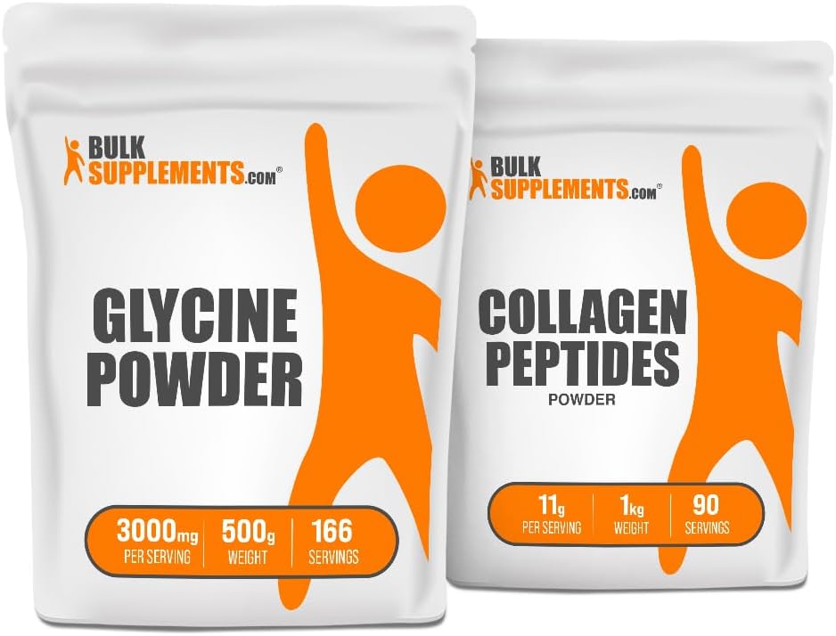 BulkSupplements Glycine 500g + Collagen Peptides 1kg Bundle