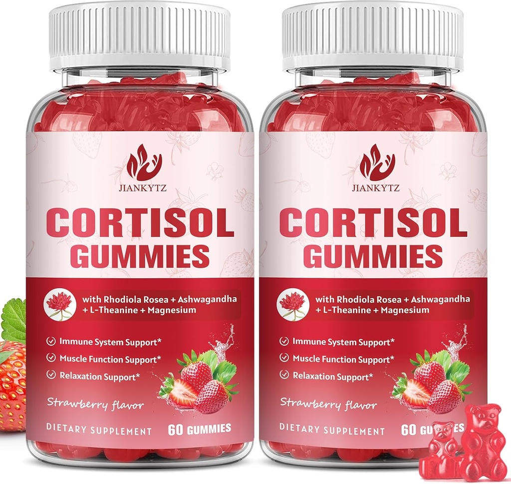(2 Pack) Cortisol Addition Gummies for Women with Rhodiola Rosea, Ashwagandha, Magnis, Subalansuotas Cortisol, Zzz Support, Non- GMO, 120 Gummies