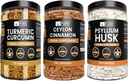 PURE ORIGINAL INGREDIENTS Ceilonas Cinnamon, Pylis Husk, ir Turmerijos kapsulės Bundle (730 kapsulės kiekvienas), Nr magnio ar ryžių piltuvai