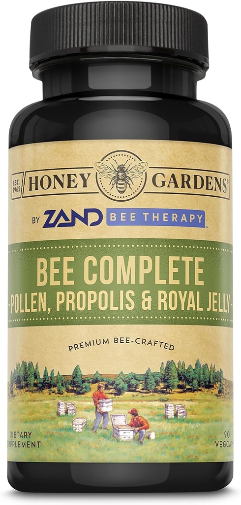 Honey Gardens Bee Pollen Royal Jelly and Propolis Capsules, 90 Count