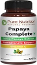 Pure Nutrition Papaya Comply 124; 120 Caps ® 124; Carica Papaya lapų ekstraktas su geležimi, VIT C, VIT A & Folio rūgštis ® 124; Palaiko trombocitų imunitetą ir virškinimą Ne GMO 124; Gluten- Free